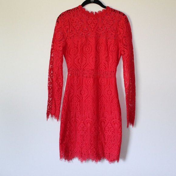 Lulus Appetite for Seduction Red Lace Long Sleeve Dress Women's Size XS H13441 - Picture 2 of 12